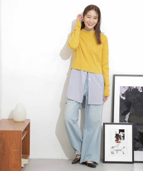 NANO universe(ナノユニバース)の「ランダムリブクロップドニットトップス(ニット/セーター・レディース・イエロー/ベージュ/ブラック・FREE)」の22枚目の写真