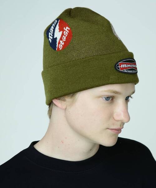 L.H.P(エルエイチピー)の「MANASTASH/マナスタッシュ/MULTI CLASSIC LOGO KNIT CAP(ニットキャップ/ビーニー・メンズ・ブラック/ベージュ/グレー/オリーブ系・F)」の4枚目の写真