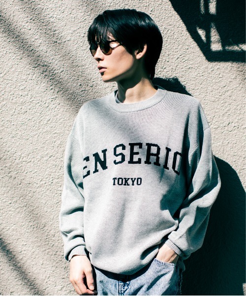 En serio TOKYO(エンソリオトーキョー)の「【En serio TOKYO】コットンタッチダブルジャガード アーチロゴ クルーネックニット(ニット/セーター・メンズ・ブラック/グレー/アイボリー・M/L)」の11枚目の写真