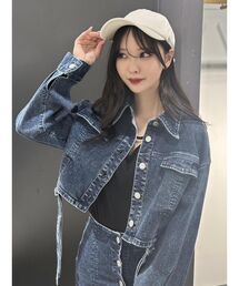 EATME | ガーターデザインデニムショートジャケット（セットアップ可能）(デニムジャケット)