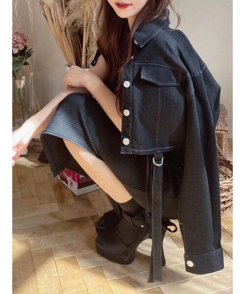 EATME（イートミー）の「ガーターデザインデニムショートジャケット（セットアップ可能）（デニムジャケット・レディース・アイボリー/ブルー/ブラック・FREE）」の10枚目の写真