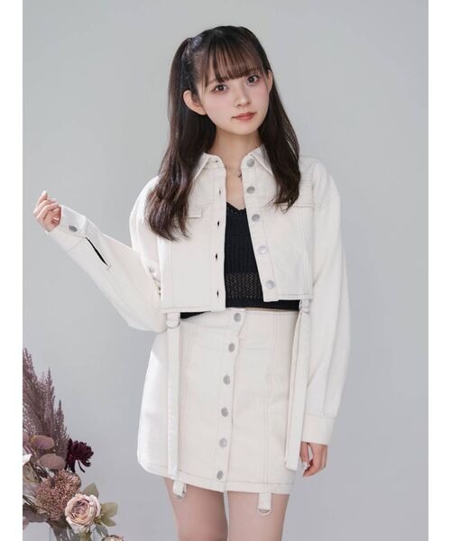 EATME（イートミー）の「ガーターデザインデニムショートジャケット（セットアップ可能）（デニムジャケット・レディース・アイボリー/ブルー/ブラック・FREE）」の15枚目の写真