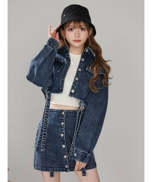EATME（イートミー）の「ガーターデザインデニムショートジャケット（セットアップ可能）（デニムジャケット・レディース・アイボリー/ブルー/ブラック・FREE）」の20枚目の写真