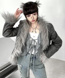 CRANK | 韓国ブランド CRANK クランク MUSTANG FUR JACKET ムスタンジャケット フェイクファージャケット ムートンジャケット 羽織り 長袖ジャケット 韓国ファッション(ムートンコート)