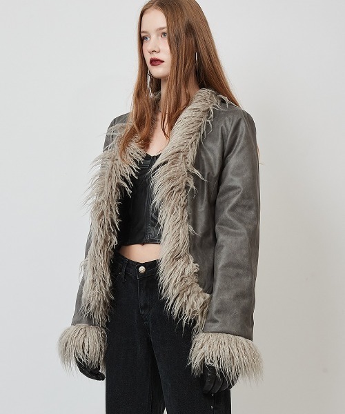 ounce mustang coat ムートンコート ムスタン CRANK（クランク）の「韓国ブランド CRANK クランク MUSTANG FUR