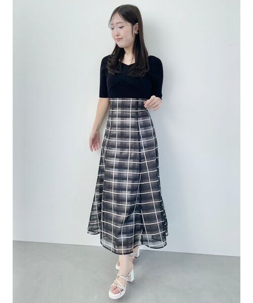 セール】バックレースアップニットドッキングワンピース