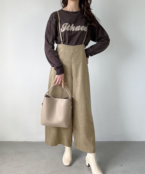 Mac-House（マックハウス）の「GOOD CREW サスペンダー付きパンツ サロペット（サロペット/オーバーオール・レディース・ブラウン系その他/ブラック/ベージュ・L/M）」の15枚目の写真