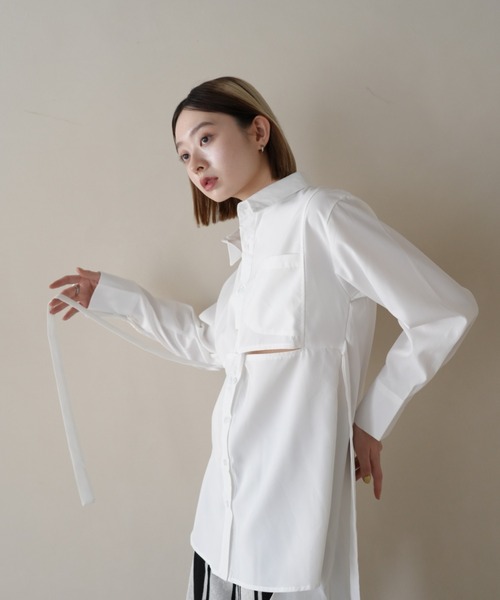 Uenui(ウニュイ)の「【ZOZO限定】センター スリット デザインシャツ(シャツ/ブラウス・レディース・ブラック/ホワイト・FREE)」の5枚目の写真