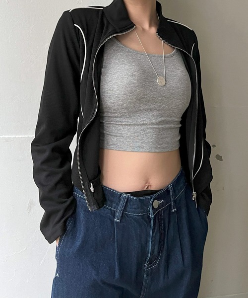 Jewelobe(ジュエローブ)の「コンパクトラインジップアップトレーナー(Tシャツ/カットソー・レディース・ホワイト/カーキ/ブラック・FREE)」の16枚目の写真