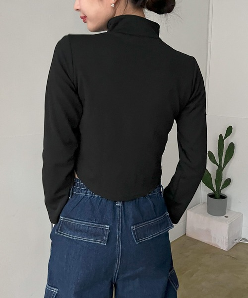 Jewelobe(ジュエローブ)の「コンパクトラインジップアップトレーナー(Tシャツ/カットソー・レディース・ホワイト/カーキ/ブラック・FREE)」の18枚目の写真