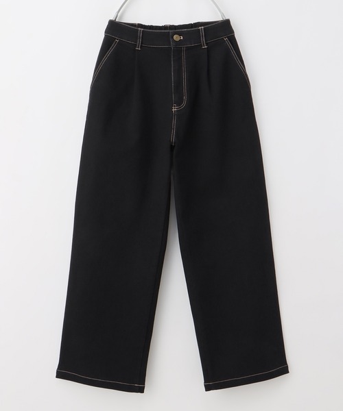 M.U.Lヴィンテージリメイクデニムライン入パンツユニセックス　ブラック 90's Lee ケミカルウォッシュ ブラックデニムパンツ 