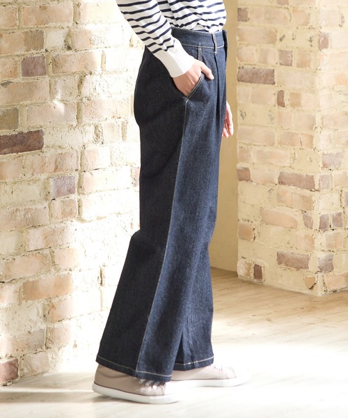 デニムストレートパンツ（股下67cm）（デニムパンツ