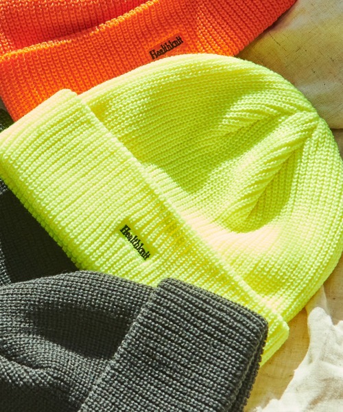 Healthknit（ヘルスニット）の「『Healthknit/ヘルスニット』ロゴニットワッチ（ニットキャップ/ビーニー・メンズ・オレンジ系1/イエロー系1/ブラック/ネイビー/チャコール・FREE）」の4枚目の写真