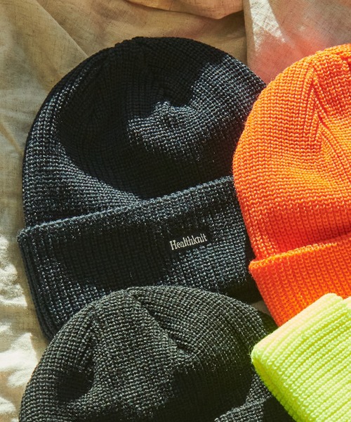 Healthknit（ヘルスニット）の「『Healthknit/ヘルスニット』ロゴニットワッチ（ニットキャップ/ビーニー・メンズ・オレンジ系1/イエロー系1/ブラック/ネイビー/チャコール・FREE）」の3枚目の写真