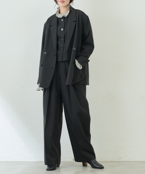 Libra Cue(リブラ キュー)の「【セットアップ対応】セミワイドスラックスパンツ(スラックス・レディース・ブラック/グレー・FREE)」の15枚目の写真