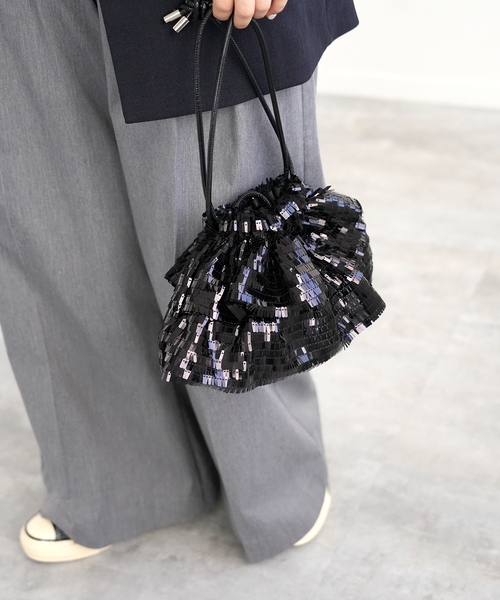 SLOBE IENA(スローブイエナ)の「【Casselini/キャセリーニ】フリルスパンコールバッグ(クラッチバッグ・レディース・ブラック・FREE)」の6枚目の写真