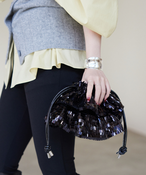 SLOBE IENA(スローブイエナ)の「【Casselini/キャセリーニ】フリルスパンコールバッグ(クラッチバッグ・レディース・ブラック・FREE)」の10枚目の写真