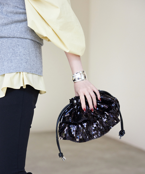 SLOBE IENA(スローブイエナ)の「【Casselini/キャセリーニ】フリルスパンコールバッグ(クラッチバッグ・レディース・ブラック・FREE)」の12枚目の写真