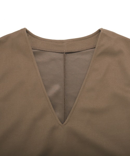 nouvellemoi（ヌーベルモイ）の「Vネックロングジャンパースカート（ジャンパースカート・レディース・アイボリー/ブラック/グレー/モカ・S/L/M）」の13枚目の写真