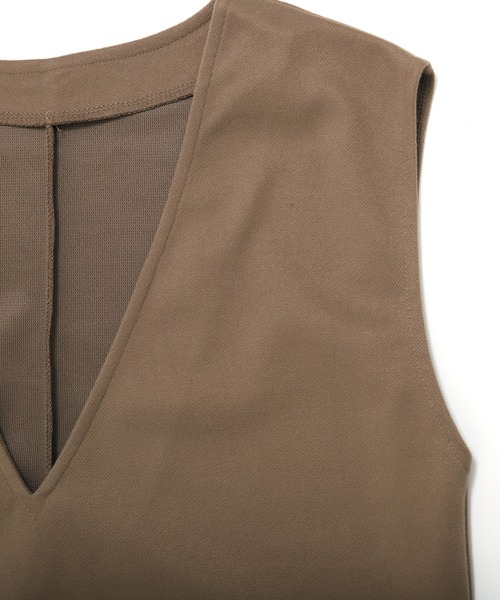 nouvellemoi（ヌーベルモイ）の「Vネックロングジャンパースカート（ジャンパースカート・レディース・アイボリー/ブラック/グレー/モカ・S/L/M）」の14枚目の写真