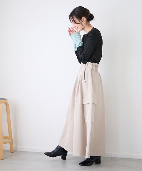 BAYFLOW(ベイフロー)の「バイカラーリブニットプルオーバー(ニット/セーター・レディース・ライトグレー/ブラック/オフホワイト/ラベンダー・SMALL/MEDIUM)」の13枚目の写真