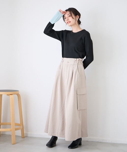 BAYFLOW(ベイフロー)の「バイカラーリブニットプルオーバー(ニット/セーター・レディース・ライトグレー/ブラック/オフホワイト/ラベンダー・SMALL/MEDIUM)」の14枚目の写真