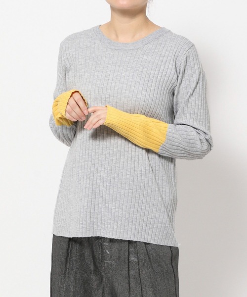 BAYFLOW(ベイフロー)の「バイカラーリブニットプルオーバー(ニット/セーター・レディース・ライトグレー/ブラック/オフホワイト/ラベンダー・SMALL/MEDIUM)」の22枚目の写真