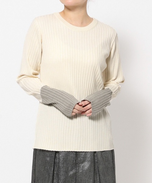 BAYFLOW(ベイフロー)の「バイカラーリブニットプルオーバー(ニット/セーター・レディース・ライトグレー/ブラック/オフホワイト/ラベンダー・SMALL/MEDIUM)」の21枚目の写真