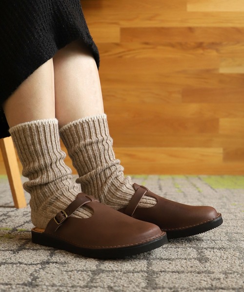 ブランド古着Organic Handloom スリッポン　ナチュラル　レザー ブランド古着Organic Handloom スリッポン ナチュラル レザー