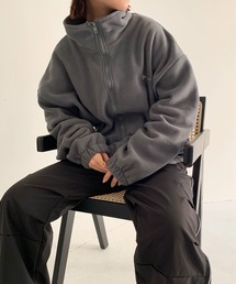 SHEPP（シープ）の「【お気に入り7000人突破！】フリースボア ワンポイント刺繍 スタンドネックジップアップジャケット（ブルゾン）」