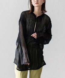 スリーブロング丈 メッシュ プルオーバー