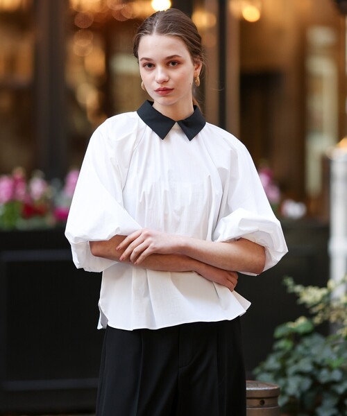 DRESSTERIOR(ドレステリア)の「◆【2WAY】バルーンスリーブブラウス(シャツ/ブラウス・レディース・ブラック/オフホワイト・38/36/34)」の4枚目の写真