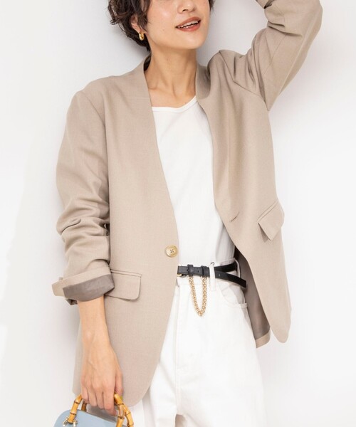 Rie Miller（リエミラー）の「ランダムテレコ長袖Tシャツ（Tシャツ/カットソー・レディース・オフホワイト/チャコールグレー/クリーム・38）」の7枚目の写真