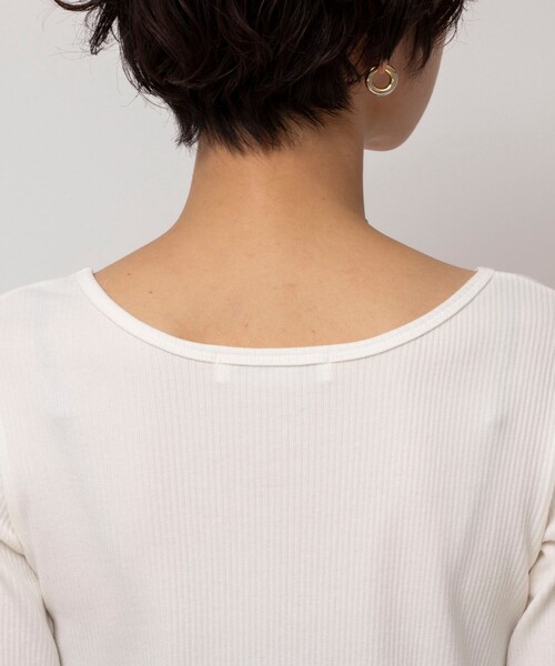 Rie Miller（リエミラー）の「ランダムテレコ長袖Tシャツ（Tシャツ/カットソー・レディース・オフホワイト/チャコールグレー/クリーム・38）」の15枚目の写真