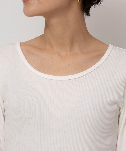 Rie Miller（リエミラー）の「ランダムテレコ長袖Tシャツ（Tシャツ/カットソー・レディース・オフホワイト/チャコールグレー/クリーム・38）」の14枚目の写真