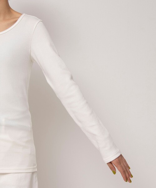 Rie Miller（リエミラー）の「ランダムテレコ長袖Tシャツ（Tシャツ/カットソー・レディース・オフホワイト/チャコールグレー/クリーム・38）」の13枚目の写真