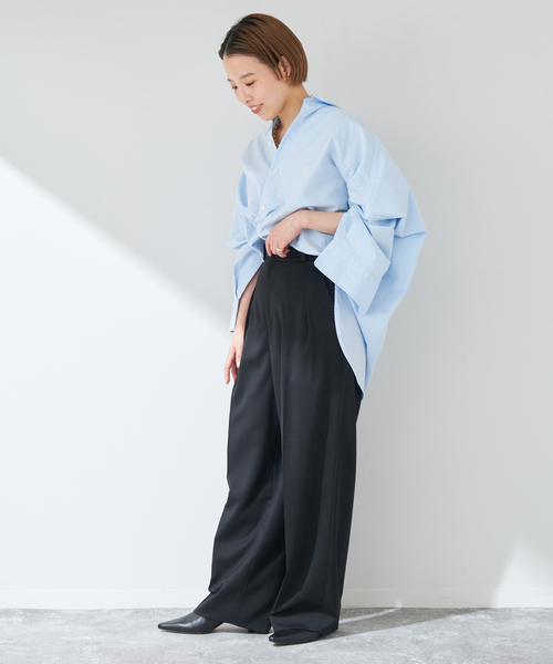 plage（プラージュ）の「WOOL スラックス (black)（スラックス