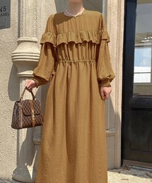 MILAE（ミレ）の「フリルウエストギャザーロングワンピース（ワンピース）」