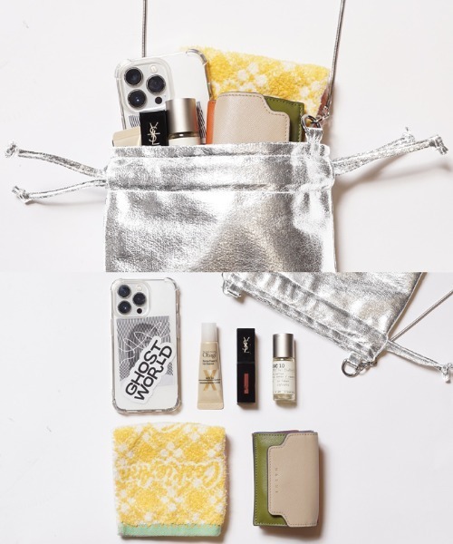 coca(coca)(コカ)の「【WEB限定セール】メタリック巾着チェーンバック(ショルダーバッグ・レディース・シルバー/ゴールド・ONE SIZE)」の5枚目の写真