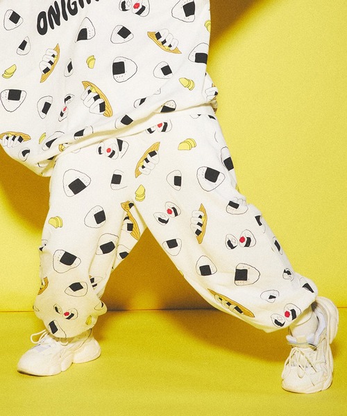 NTH HUNGRY PRIDE フード付きスウェット フード総柄スウェットパンツ(ONIGIRI・YAKINIKU・NATTO）（スウェット