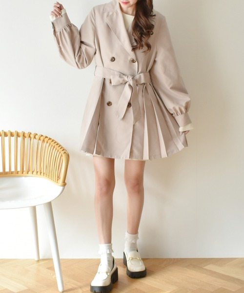 ems excite（エムズエキサイト）の「ピーチプリーツトレンチ（トレンチコート・レディース・ライトブラウン/ブラック/ナチュラル・FREE）」の19枚目の写真