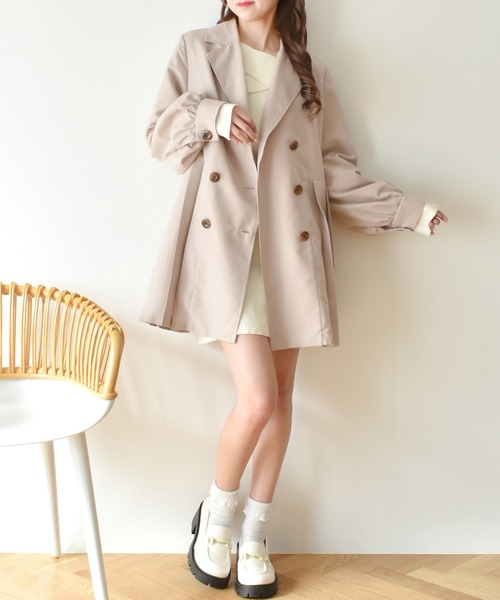 ems excite（エムズエキサイト）の「ピーチプリーツトレンチ（トレンチコート・レディース・ライトブラウン/ブラック/ナチュラル・FREE）」の11枚目の写真