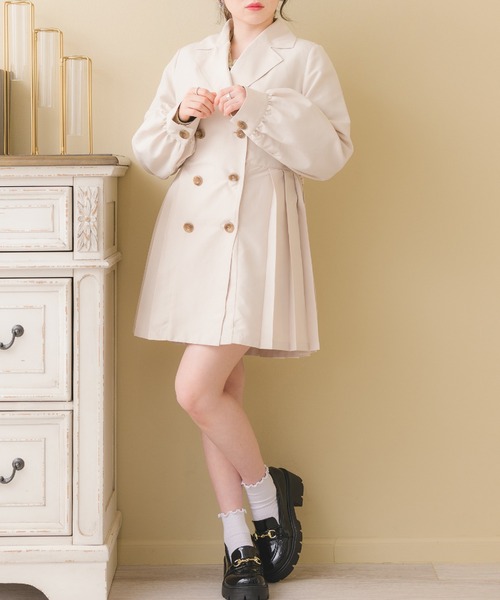 ems excite（エムズエキサイト）の「ピーチプリーツトレンチ（トレンチコート・レディース・ライトブラウン/ブラック/ナチュラル・FREE）」の7枚目の写真