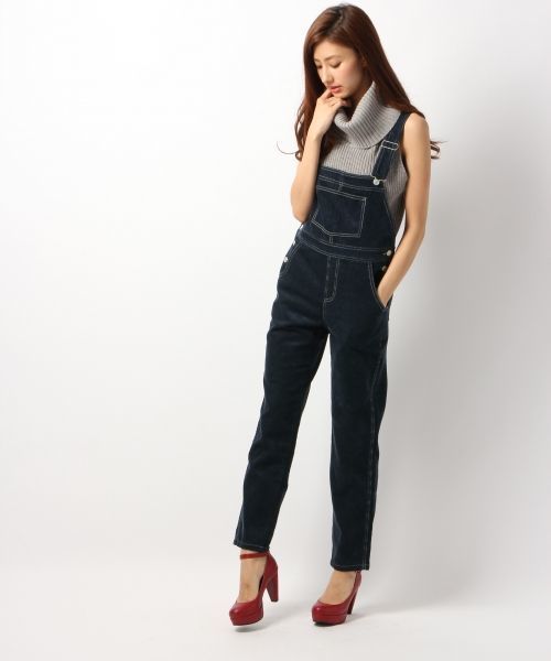 Heather（ヘザー）の「コーデュロイサロペット　566381（サロペット/オーバーオール・レディース・ネイビー/オフホワイト・FREE）」の2枚目の写真