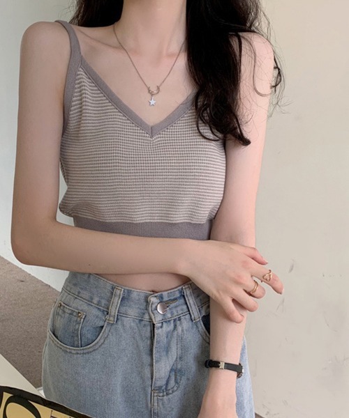 Miniministore（ミニミニストア）の「キャミソール ボーダー柄 ショート丈（キャミソール・レディース・グリーン/オレンジ/グレー/ブラック・FREE）」の20枚目の写真