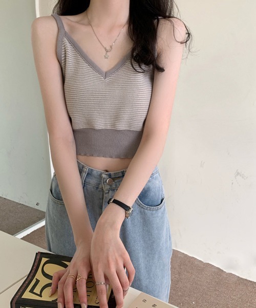 Miniministore（ミニミニストア）の「キャミソール ボーダー柄 ショート丈（キャミソール・レディース・グリーン/オレンジ/グレー/ブラック・FREE）」の21枚目の写真