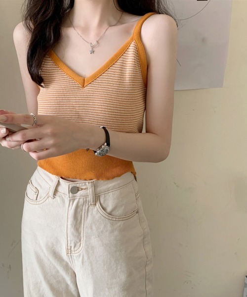 Miniministore（ミニミニストア）の「キャミソール ボーダー柄 ショート丈（キャミソール・レディース・グリーン/オレンジ/グレー/ブラック・FREE）」の18枚目の写真