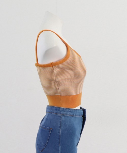 Miniministore（ミニミニストア）の「キャミソール ボーダー柄 ショート丈（キャミソール・レディース・グリーン/オレンジ/グレー/ブラック・FREE）」の8枚目の写真