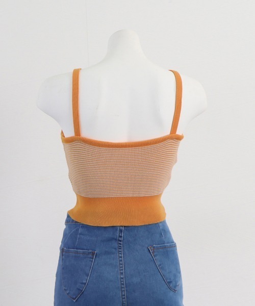Miniministore（ミニミニストア）の「キャミソール ボーダー柄 ショート丈（キャミソール・レディース・グリーン/オレンジ/グレー/ブラック・FREE）」の9枚目の写真