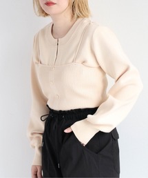 アンサンブル ニットカーディガン＋ボタンキャミ